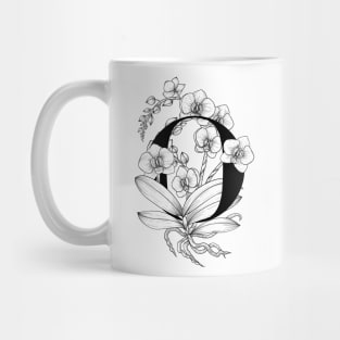 Monogram O with Orchids Line Art Mug